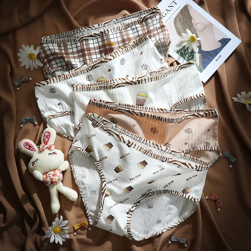 5Pcs/set Fashion Girl Briefs Underwear Cotton Sexy Panties For Women Female Soft Breathable Lingerie Panty Plus Size Underpants