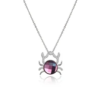 zemior trendy crab pendant necklaces for women sterling silver 925 jewelry round austria crystal 5a cubic zirconia necklace