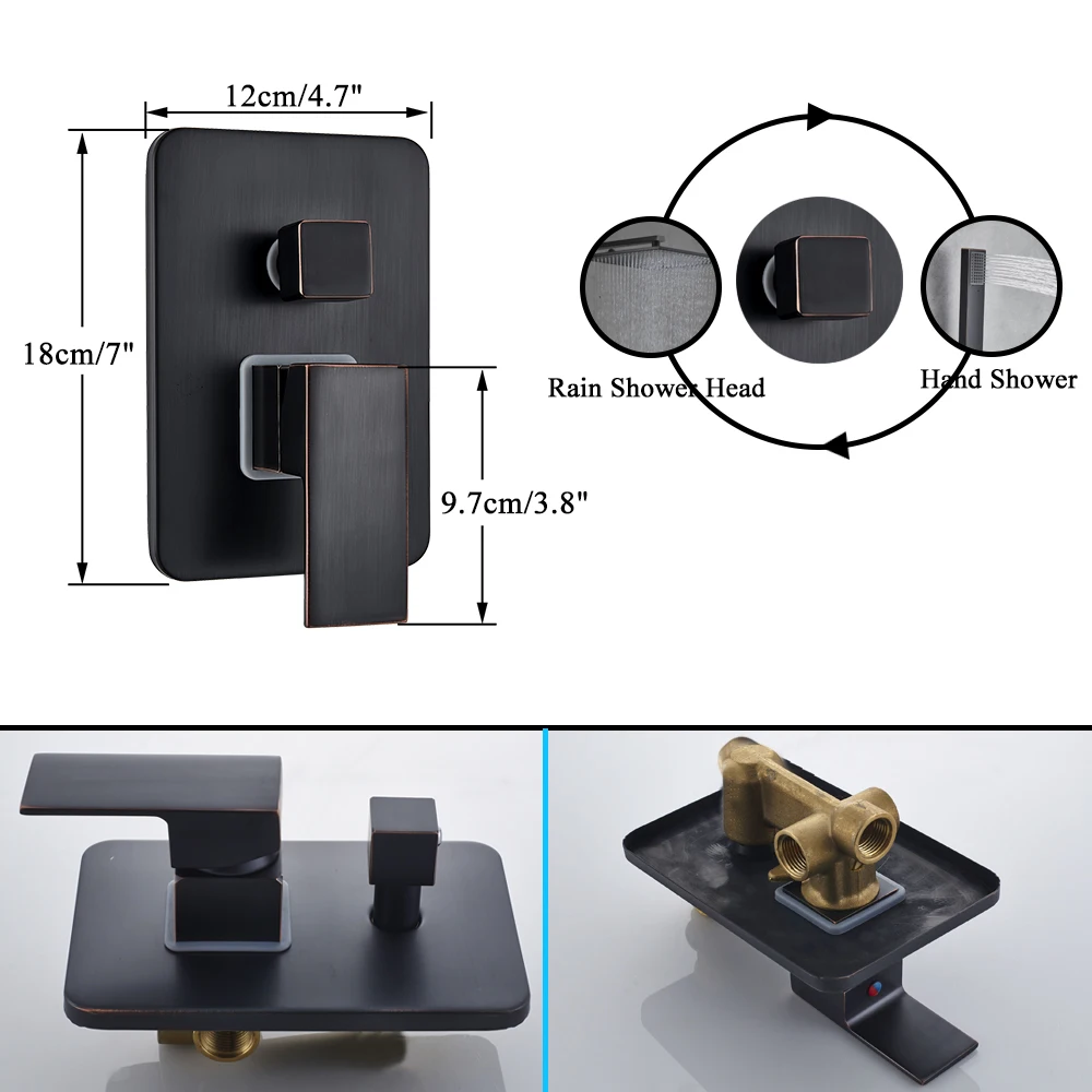 Набор смесителей для душа Uythner латунный кран с дождевой насадкой из черной бронзы