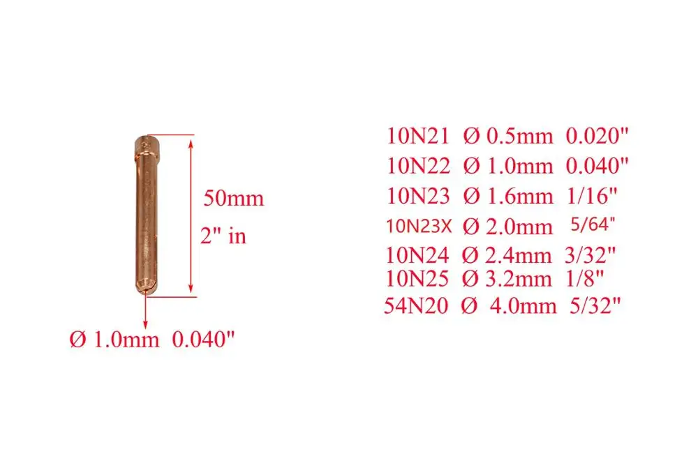 Комплект цанг для сварки TIG 10N22 10N23 10N24 подходит сварочных горелок PTA SR DB WP 17 18 26