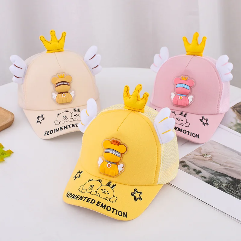 

Children's Hats Men's Spring, Summer and Autumn Thin Shade Cute Wings Children's Caps 2 To 3 Years Old Baby Hats Women