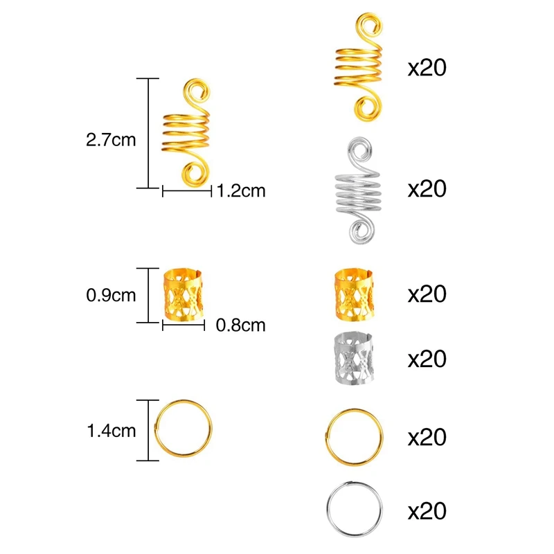 160 шт./компл. дреды бусины Смешанные золотые серебряные алюминиевые замки Dread