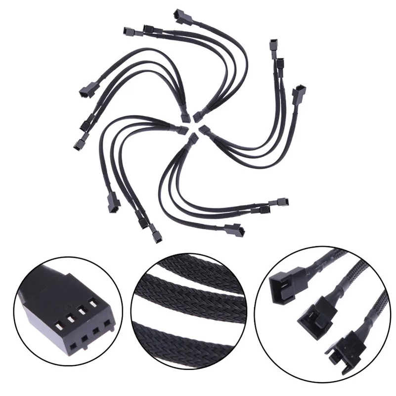 Новый 4-контактный вентилятор 3x4pin/3pin PWM удлинитель кабеля к 3-контактный Y сплиттер