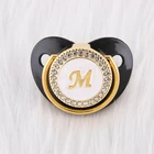 Роскошный черный детская пустышка на цепочке с прищепкой с Стразы на возраст от 0 до 12 месяцев, босоножки на высоком каблуке BlingBling, соска для младенцев новорожденных Соска-пустышка для подарка на празднование в честь будущего рождения ребенка