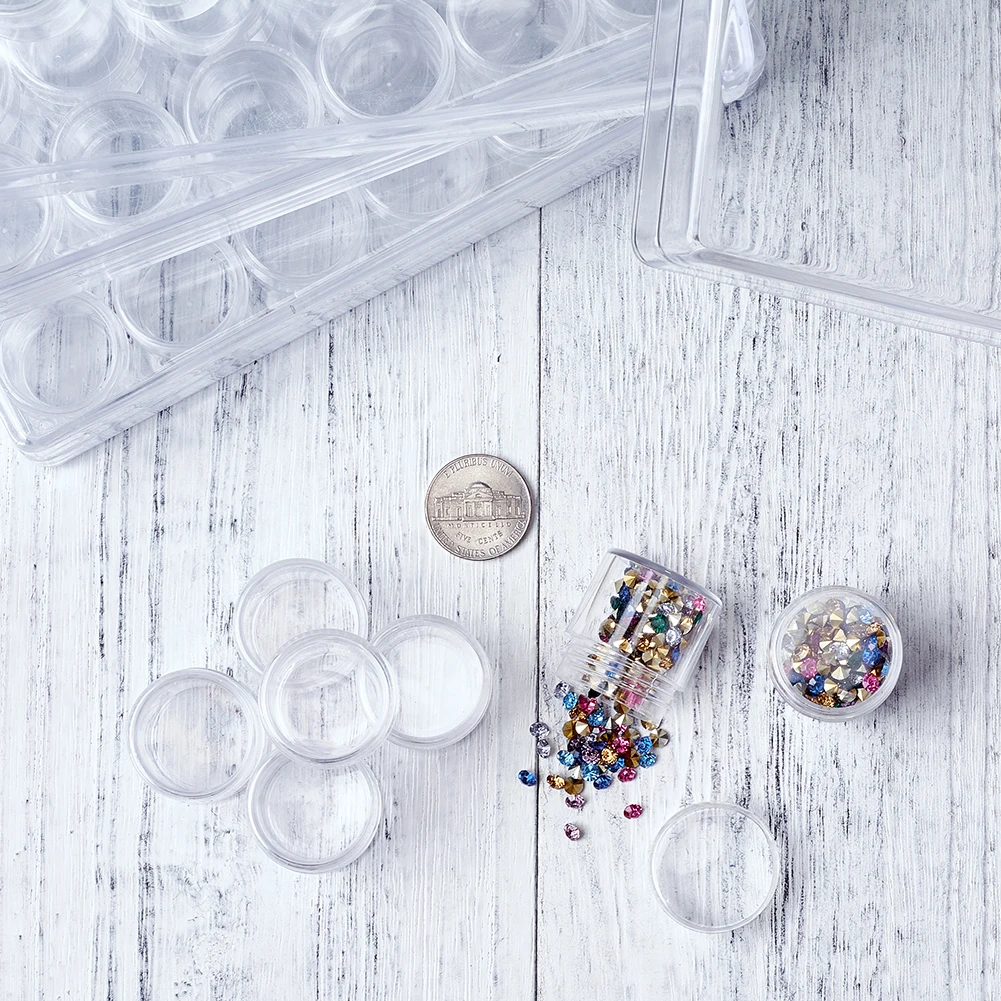 3sets Beads Containers Jewelry Boxes Transparent Plastic Box Beads Organizers Bottle Rhinestone Bead Storage (30pcs Jars/set)