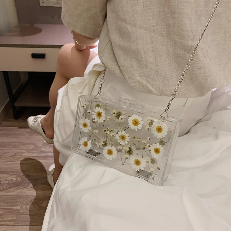 

Fashion Transparent Daisy Shoulder Bag Women Bags High Quality Clear Crossbody Bags For Women Chain Messenger Bag Handbags