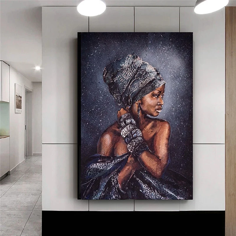 Абстрактная фотография на холсте с улыбающейся Африканской обнаженной