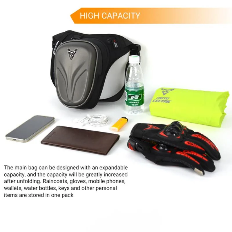 Norbinus Oxford Drop Leg Bag Motorcycle Riding Bag Outdoor Casual Waist Bag Fanny Pack Bag Motorbike Hard Shell Hip Belt Bag