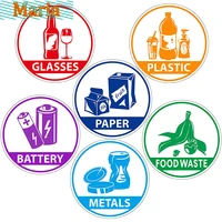 decal for trash can labels paper metal plastic glass waste sorting recycling sticker sign for use in home and office vinyl pvc