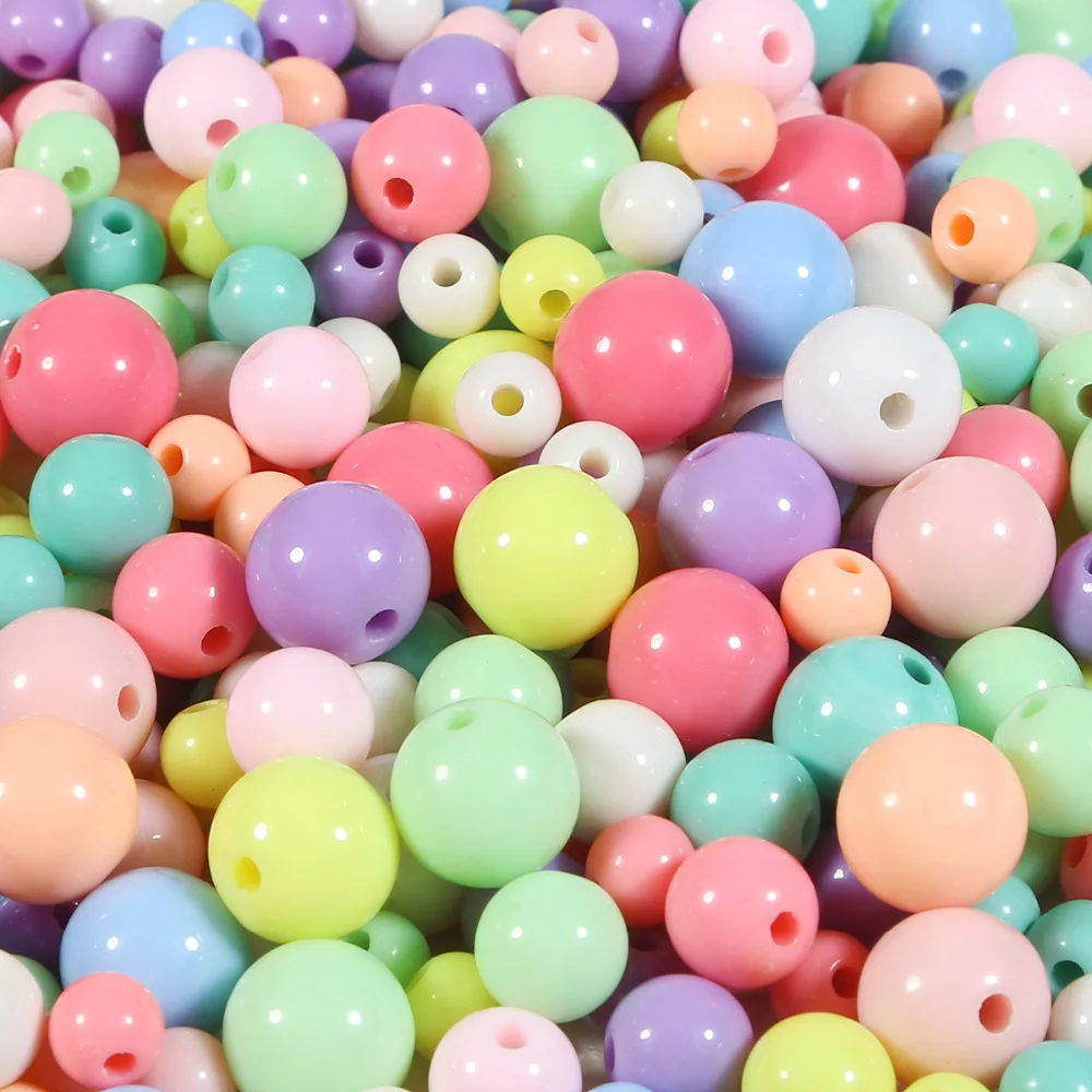 Акриловые бусины 4 12 мм разные яркие цвета женский браслет|round plastic beads|beads for jewelry