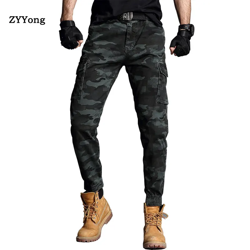 Комбинезон ZYYong мужской модные повседневные брюки с множеством карманов