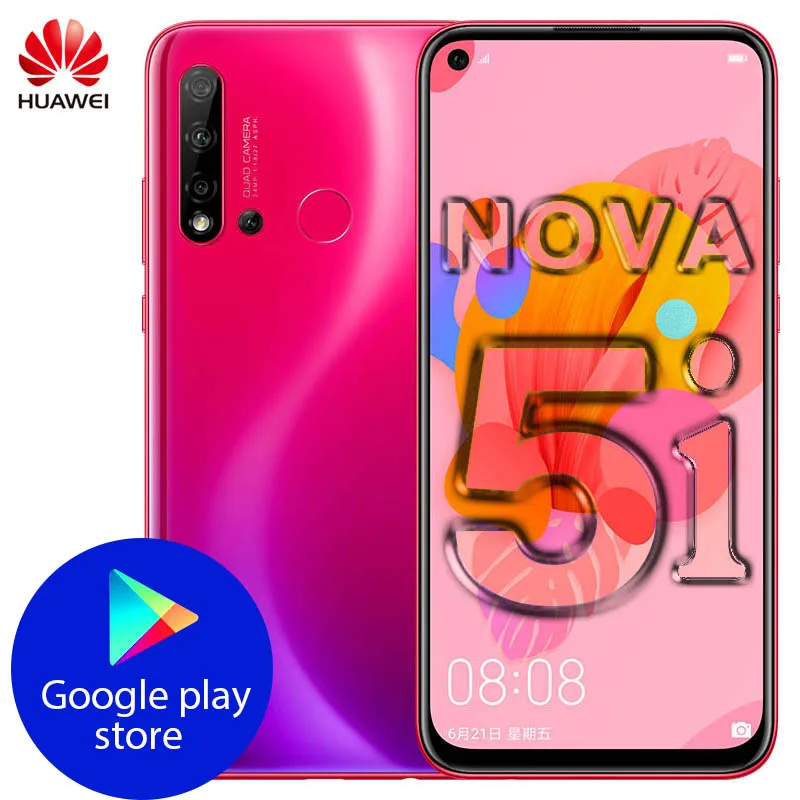 6 4 дюймовый смартфон HuaWei Nova 5i ГБ 128 Восьмиядерный процессор Kirin 710 Android 9 0 отпечаток