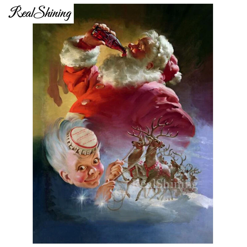 5d алмазная картина Санта Клаус напиток Мозаика Рождественский олень Алмазная