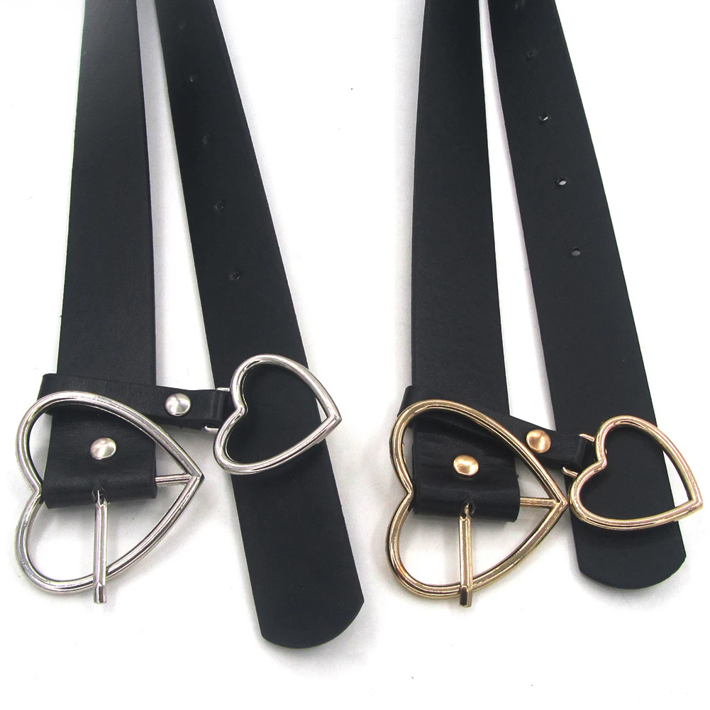 

New Sweetheart Buckle Fashion Women Adjustable Faux Leather Ladies Luxury Brand Cute Heart-shaped Thin Belt Waistband Accessory