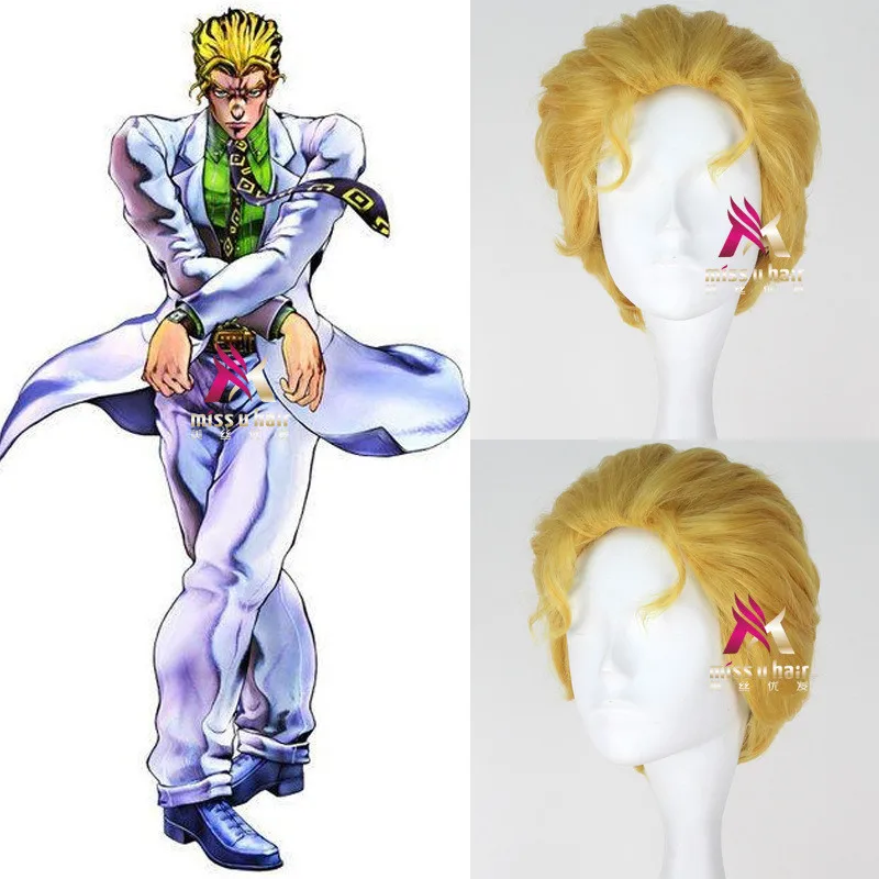 

JoJo's Bizarre Adventure Golden Wind Cosplay Wig Kira Yoshikage Golden Wig JoJo no Kimyou na Bouken Synthetic Hair + wig cap