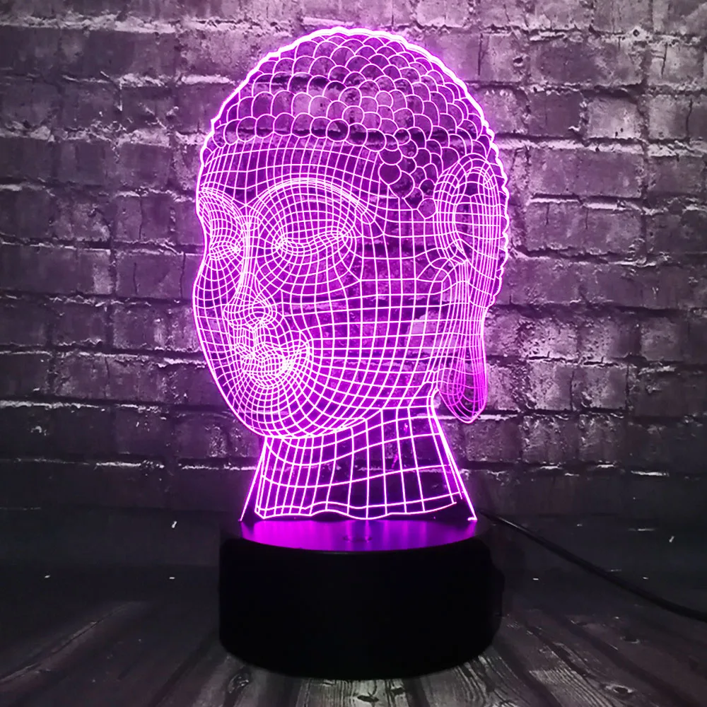 Новинка 3D голова Будды Tathagata Bless предприятие домашнее украшение светодиодная USB