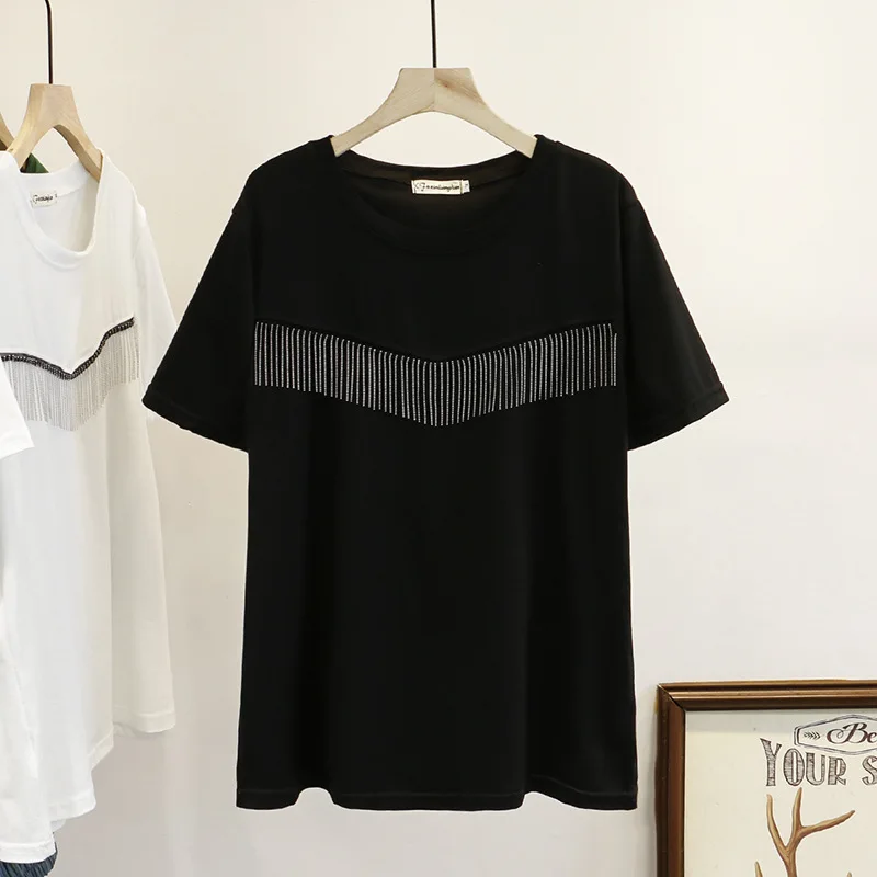 Женская футболка с коротким рукавом Повседневная и модная размера плюс | одежда