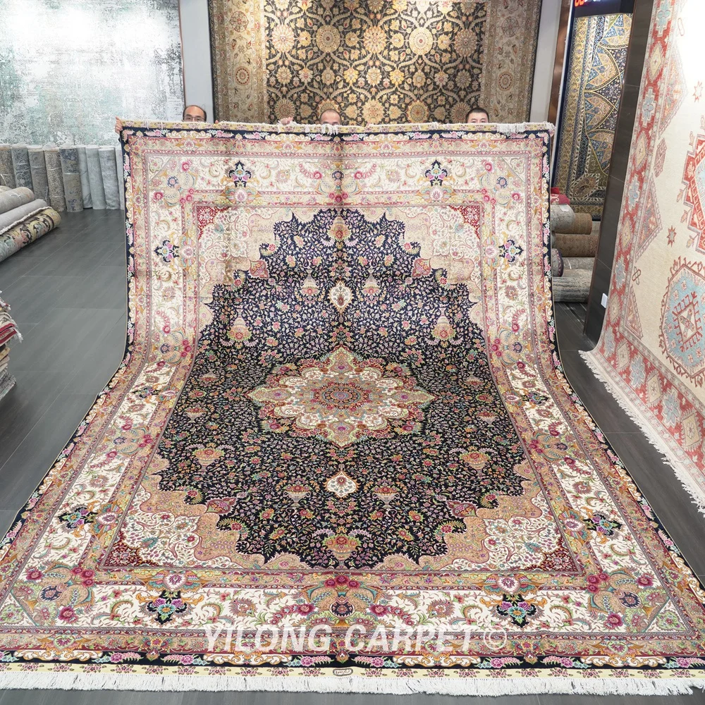 Yilong 10 &quotx 14&quot с классными клепками в виде Тебризский шелковый ковер Большой