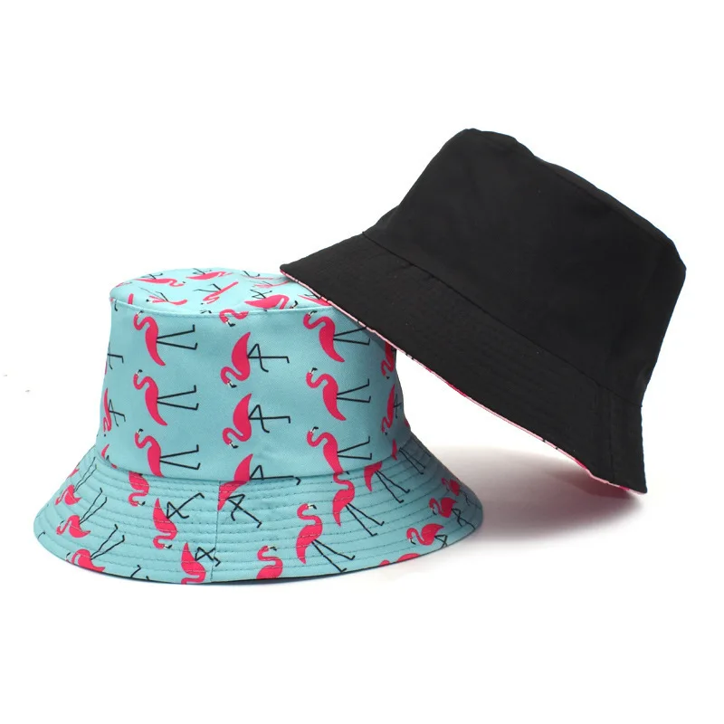 New Double-Sided Fisherman Hat Fashion Summer Ladies Sun Visor tide Bird Print Wild Basin Hip Hop Bucket Universal | Аксессуары для