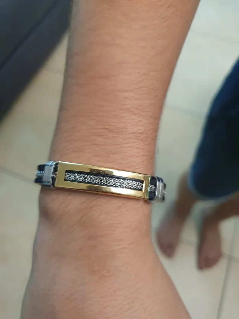 Очаровательный мужской браслет с рифленой Оплеткой Резиновый пряжкой из