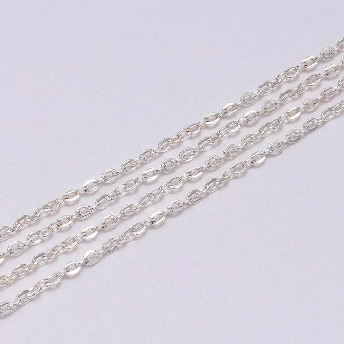 Silver 5 м/лот, серебряное, золотое, бронзовое, длинное ожерелье, цепи, латунь, Навальное покрытие, цепь для DIY ювелирных изделий, аксессуары для изготовления - Цвет: Silver