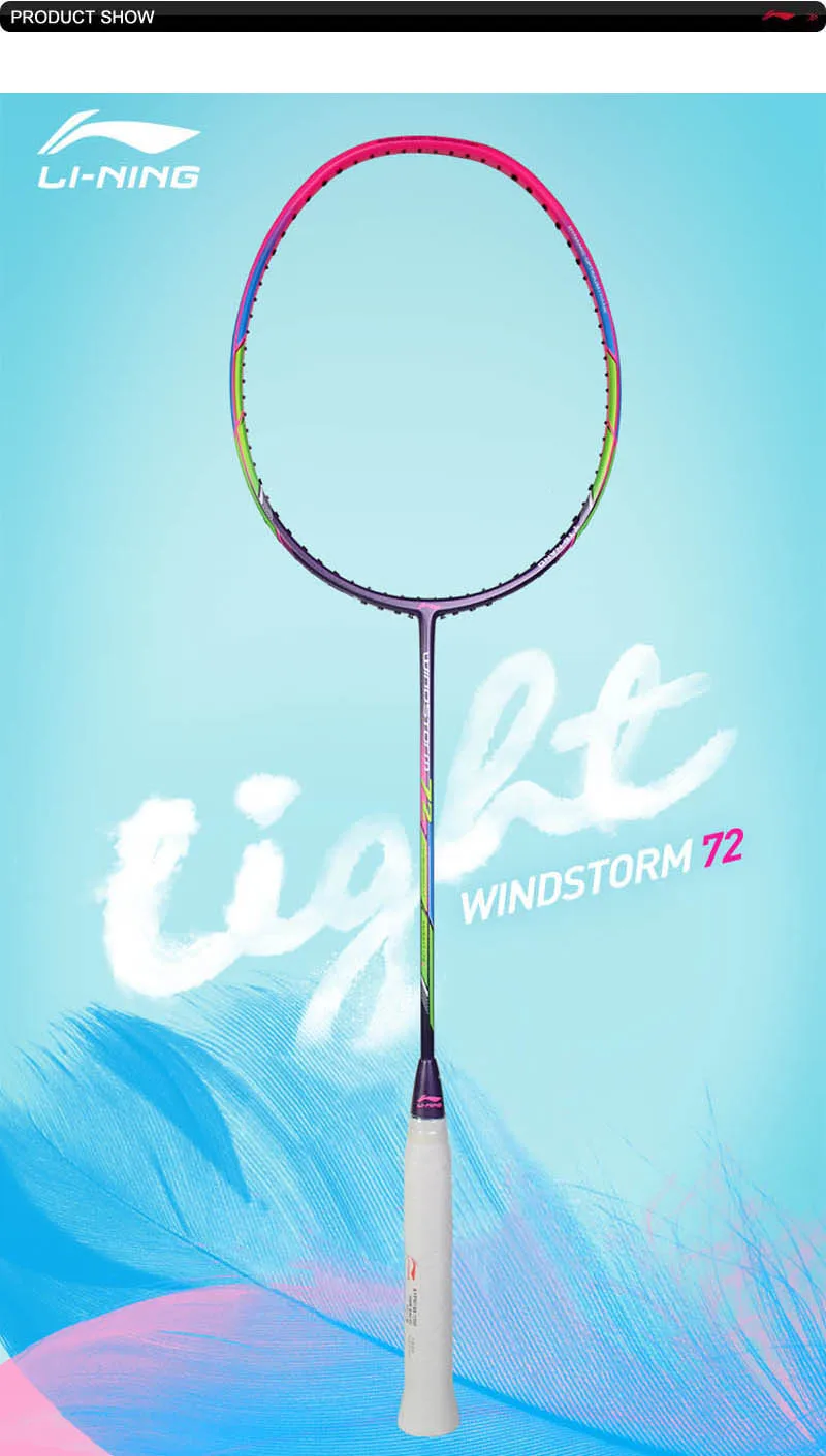 Li-Ning WindStorm 72 ракетка для бадминтона одна ракетка профессиональная углеродная волокнистая подкладка легкая ракетка 72 г AYPM198 ZYF346