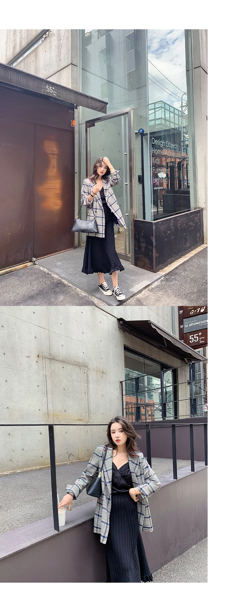 Women Winter Autumn Plaid Suit Jacket Female Coat Fashion Clothing Slim Blazer