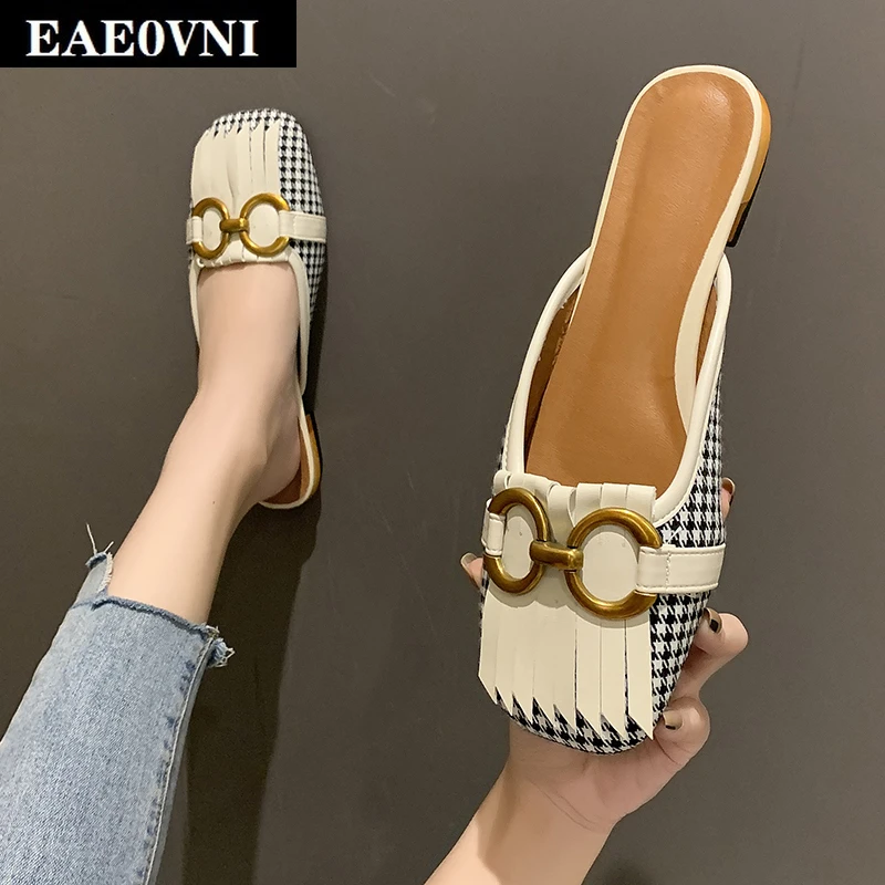 

2021 Summer Fashion Baotou Women's Sandals Outdoor Casual Low-heeled Women's Slippers Luxury Brand Dress Sandals Beach Slippers