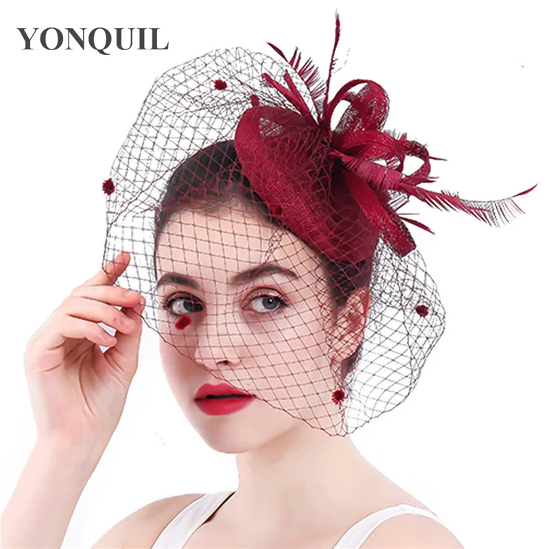 Женское официальное платье сетчатая шляпа коричневого цвета элегантная