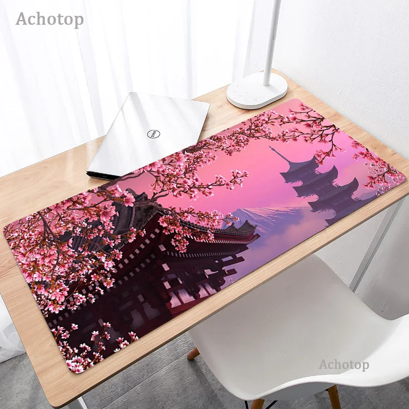 

Cherry Blossom Flower Mouse pad Mount Fuji Large Pink sakura Mousepad 900x400 Gaming Accessories Keyboard Carpet Floral Desk Mat