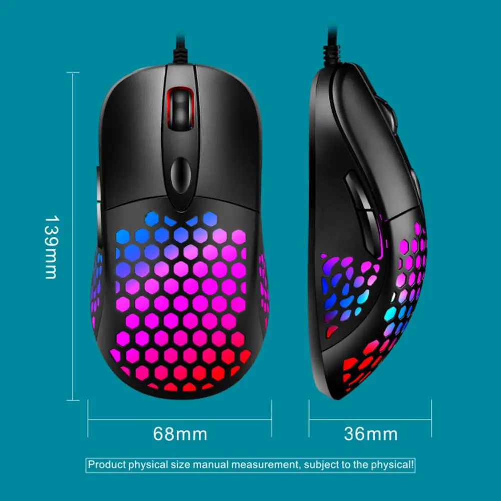 

X8 Luminous RGB Light 4 Gears DPI Hollow USB Wired Gaming Mouse PC Accessory