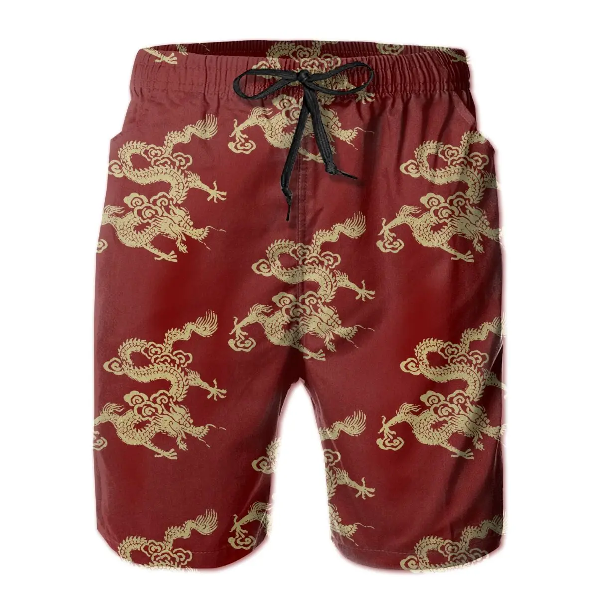 

Mens Short Gold Chinese Dragon Surfing Beach Board Swimming Sport Quick Dry Mesh Pretty Cool Fashion Shorts for adult