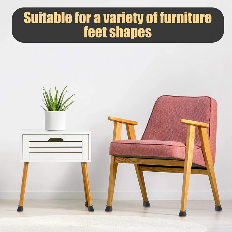 

16 Pcs Silicone Chair Leg Floor Protectors with Felt, Chair Leg Caps, Silicone Furniture Leg Feet Protection Cover-Black