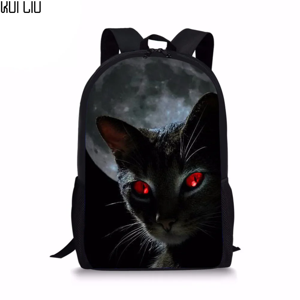 

Customized Moon Black Cat Print Schoolbag Kids Boys Girls Book Bag Lovely Animal Daily Bag Teens Casual Bookbag Children Mochila