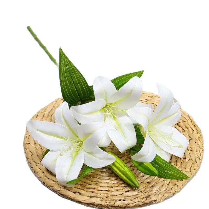 Искусственная лилия с одним стержнем (3 головки/штука) 6 шт. длина 22 дюйма имитация