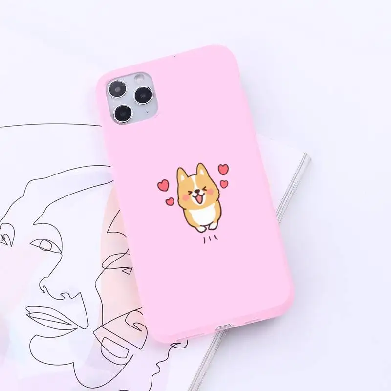 

Cute cartoon animal corgi dog Phone Case Candy Color for iPhone 6 7 8 11 12 s mini pro X XS XR MAX Plus