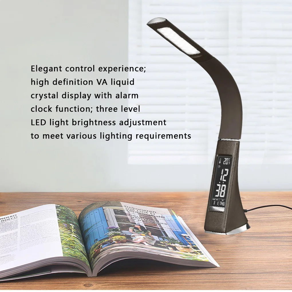 

Adjustable Calendar Reading Lamp Multi-functional USB LED Study Desk Table Clock Touch Light