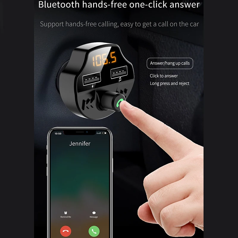 Bluetooth 5.0 MP3 Player In Car Dual USB Ports Handsfree Wireless Mp3 Support U Disk/TF For Drop Ship | Электроника