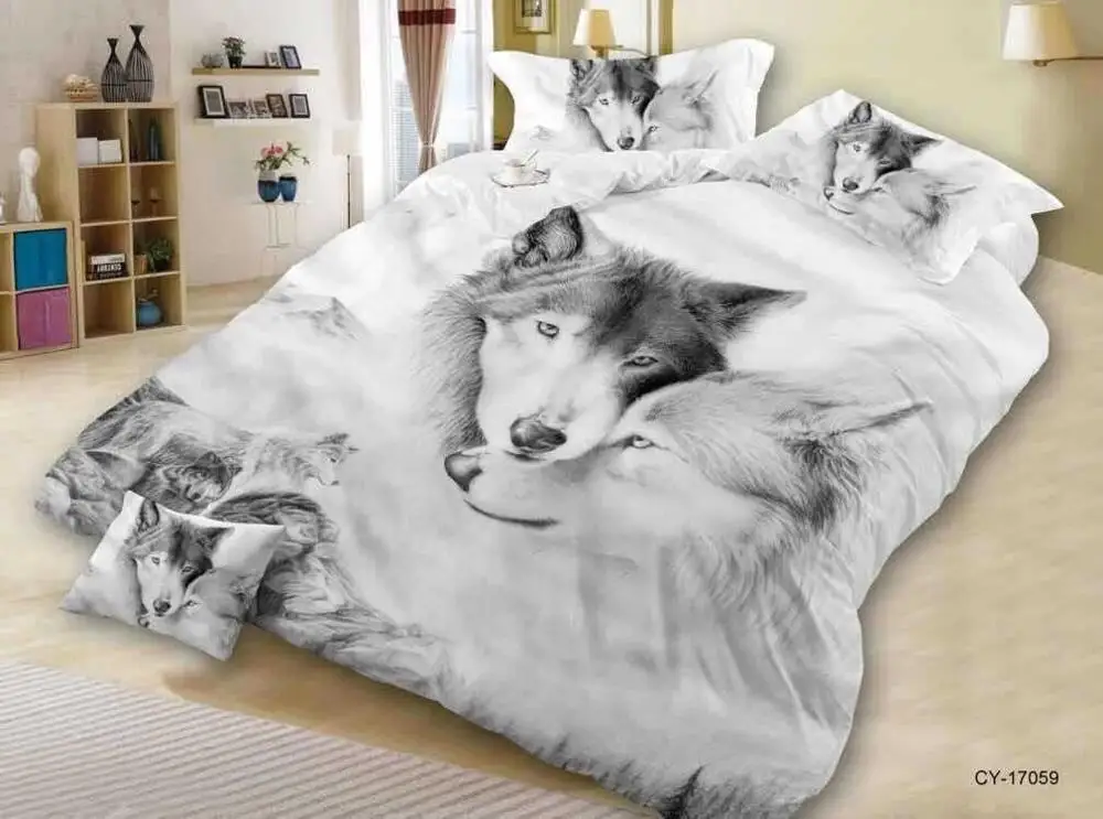 

Fashion 3D bedding 3D wolves, bedspread pillows, King Queen 3pcs (excluding quilts and pillows)