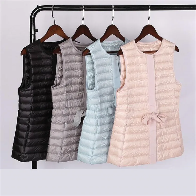 Новый женский белый жилет 90% 2020 ультра-светильник на утином пуху элегантная