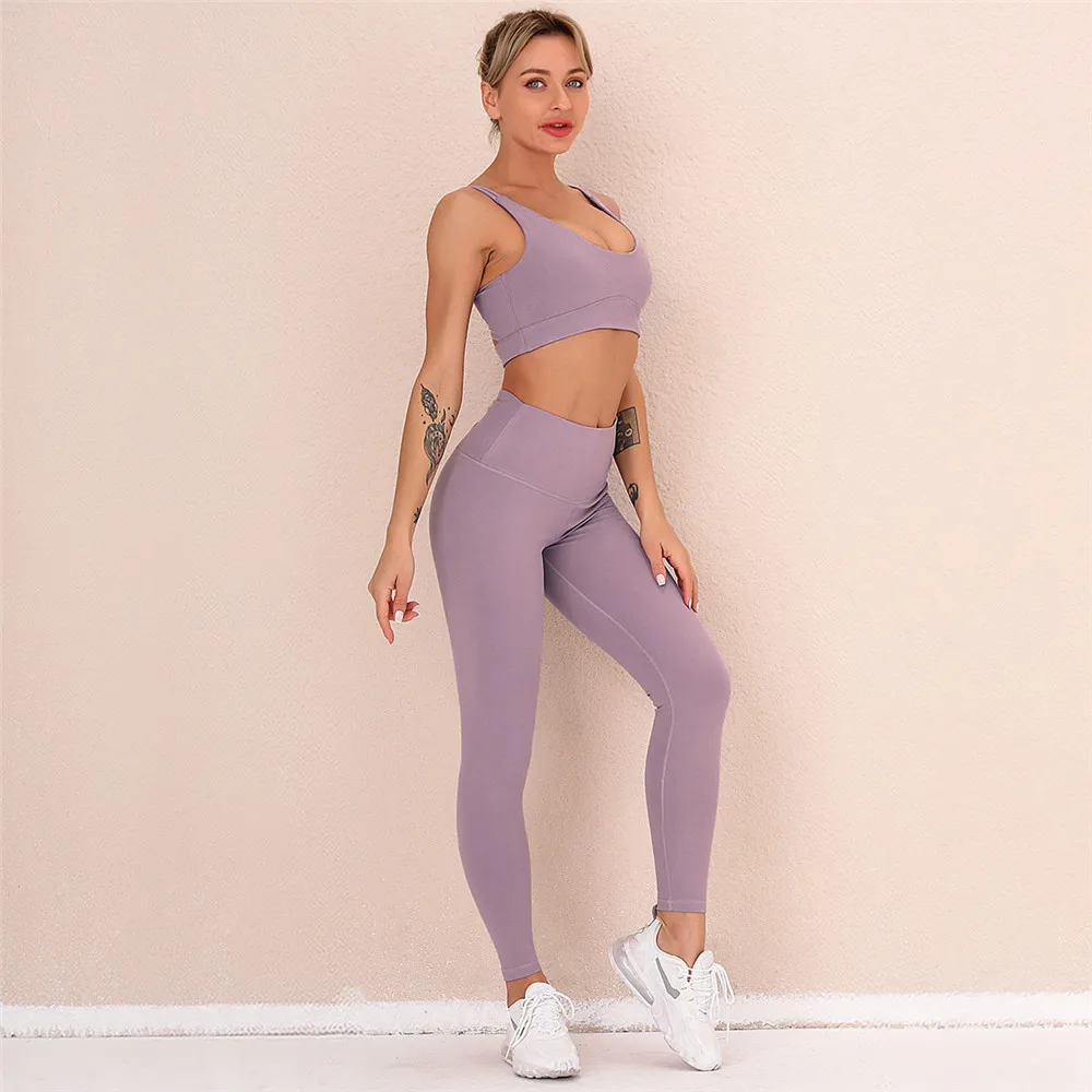

Women Breathable Yoga Sets Workout Clothes Athletic Running Wear Sports Gym Seamless Leggings Fitness Bra Suits Sportswear