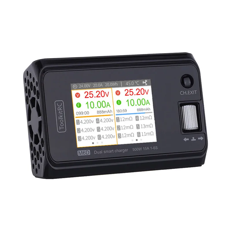 

ToolkitRC M6D 500W 15A DC Dual Channel MINI Smart FPV Charger Discharger For 1-6S FPV Racing Drone RC Parts Lipo Battery