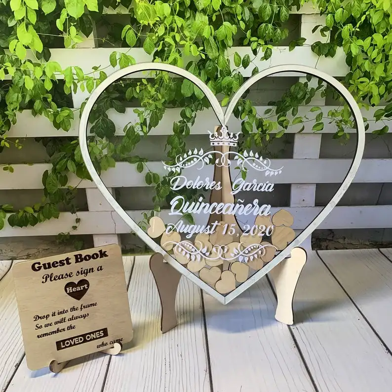 День рождения quinceanera Гостевая книга Сладкая 16 сладкая 15 гостевая в форме сердца