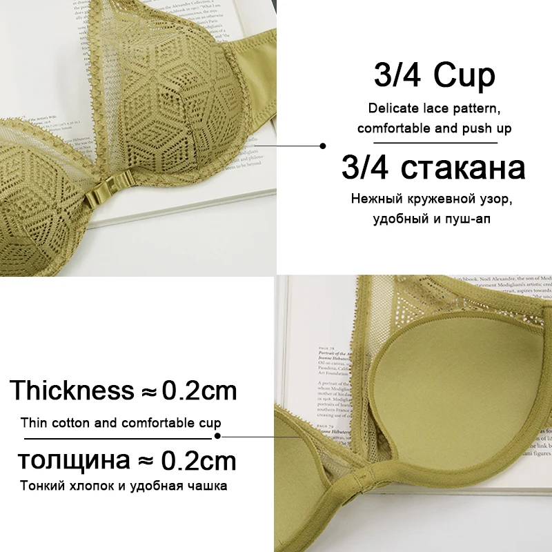 Французский сексуальный комплект с бюстгальтером, женский тонкий бюстгальтер пуш-ап, кружевной бюстгальтер и трусики, комплекты нижнего белья, удобное мягкое нижнее белье Bralett белого и зеленого цвета