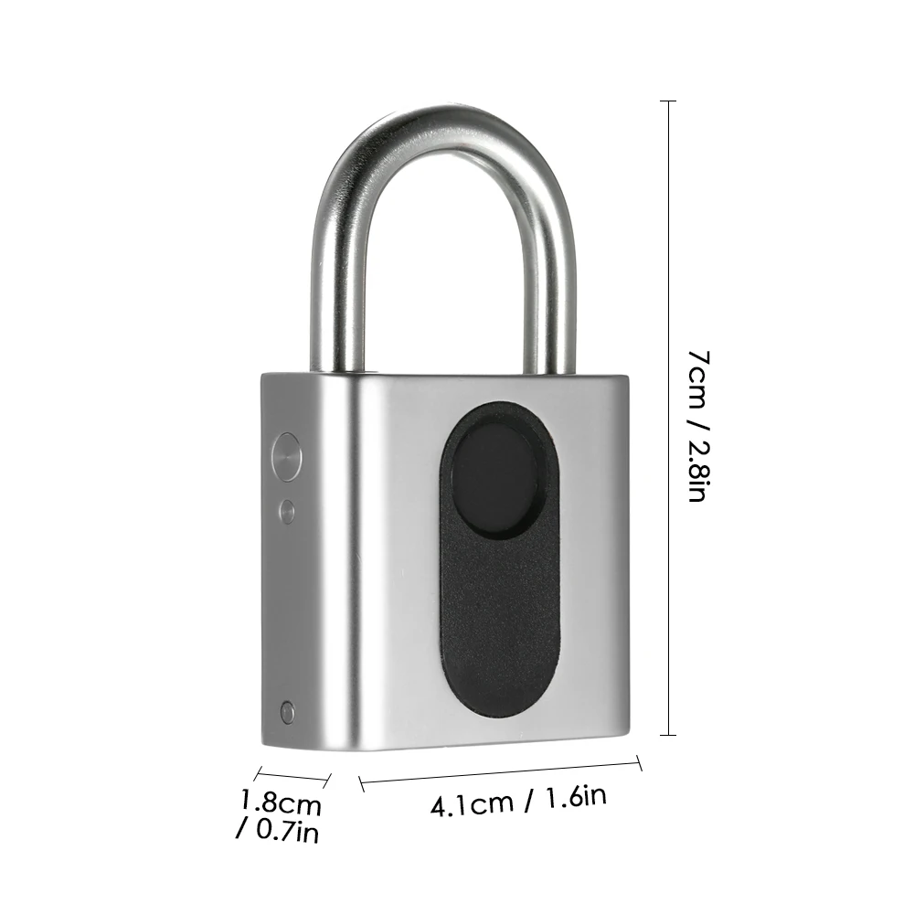 

New IP65 Waterproof Anti-Theft Security Padlock USB Rechargeable Smart Keyless Fingerprint Lock Door Luggage Case Backpack Lock