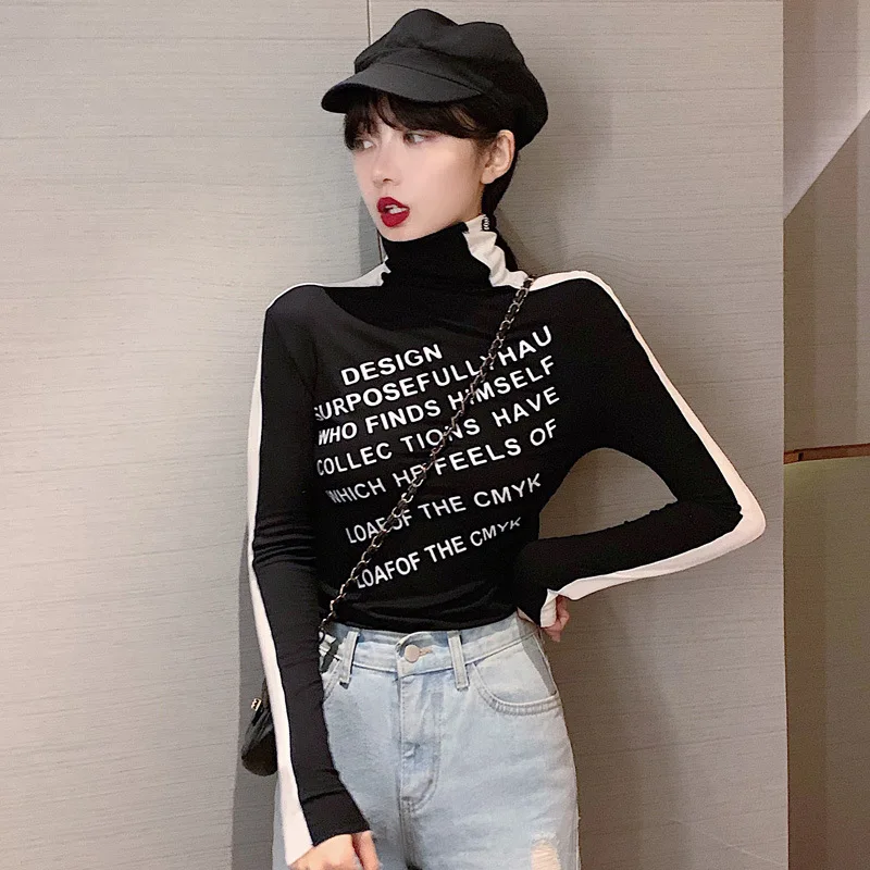 Приталенные Модные женские футболки весна осень облегающие с надписью Harajuku