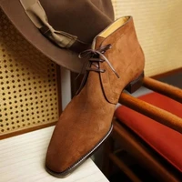 simple men fashion spring and autumn pointed low heel suede lace up classic solid color casual comfortable suit shoes aq334