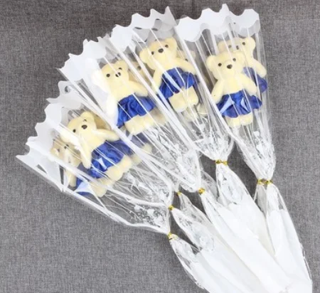 Одиночный медведь роза цветок имитация мыла день рождения День Святого