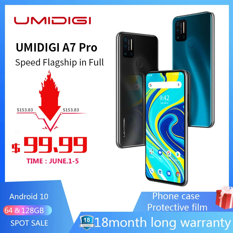 UMIDIGI A7 Pro Android 10 6 3 &quotFHD + 64 и 128 ГБ глобальная Версия 16MPSelfie LPDDR4X Восьмиядерный