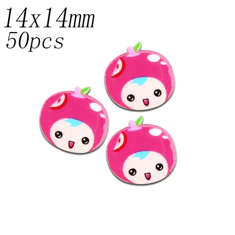 50 шт. Смешанные акриловые значки с героями мультфильмов Kawaii Flatback украшения животных ремесла значок украшения для скрапбукинга Diy аксессуары - Цвет: 14x14mm
